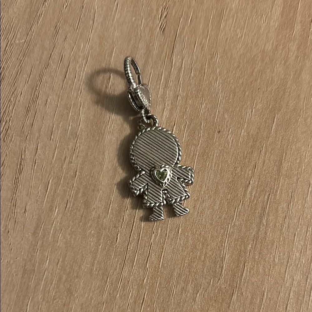 Judith Ripka Sterling Silver Pendant with Green Heart.